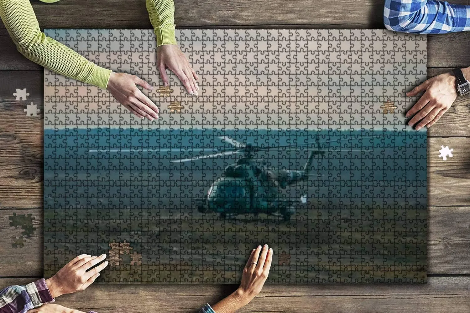 1000 Piece Military Helicopter Stands at The war Field American Weapons Stock Large Piece Jigsaw Puzzles for Adults Educational Toy for Kids Creative Games Entertainment Wooden Puzzles Home Decor