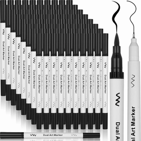 100 Pcs Drawing Pens Bulk Dual Brush Fineliners Pens Felt Tip Markers for Art Drawing Sketching Coloring Book(Black)
