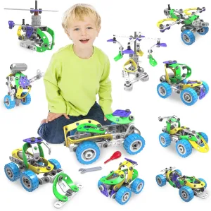 107Pcs Motorized Erector Sets for Kids Ages 4 5 6 7 8 ,STEM Building Toys for Boys Girls 3-5 4-8 5-7 6-8 Year Old,Engineering Kit,Electric Motor,Creative Educational Gift Learning Activities