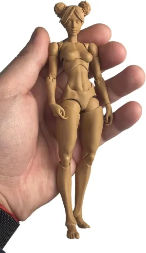 1/12 Scale Female Action Figure,6inch Super Flexible Girl Figure Body Doll with Head Sculpt&Replaceable Chest Legs Accessory Collection (Black Skin)