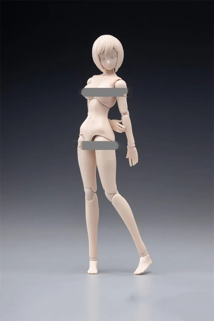 1/12 Scale Female Body,6inch Female Joint Flexible Action Figure Body with Head Sculpt&Stand Collection (Pale Skin, Big Bust)