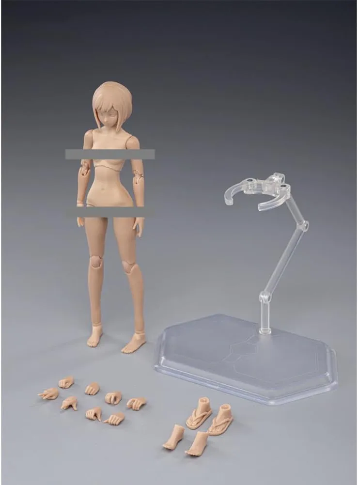 1/12 Scale Flexible Female Body Suntan Skin Little Breast 6" Action Figure Body with Head Sculpt