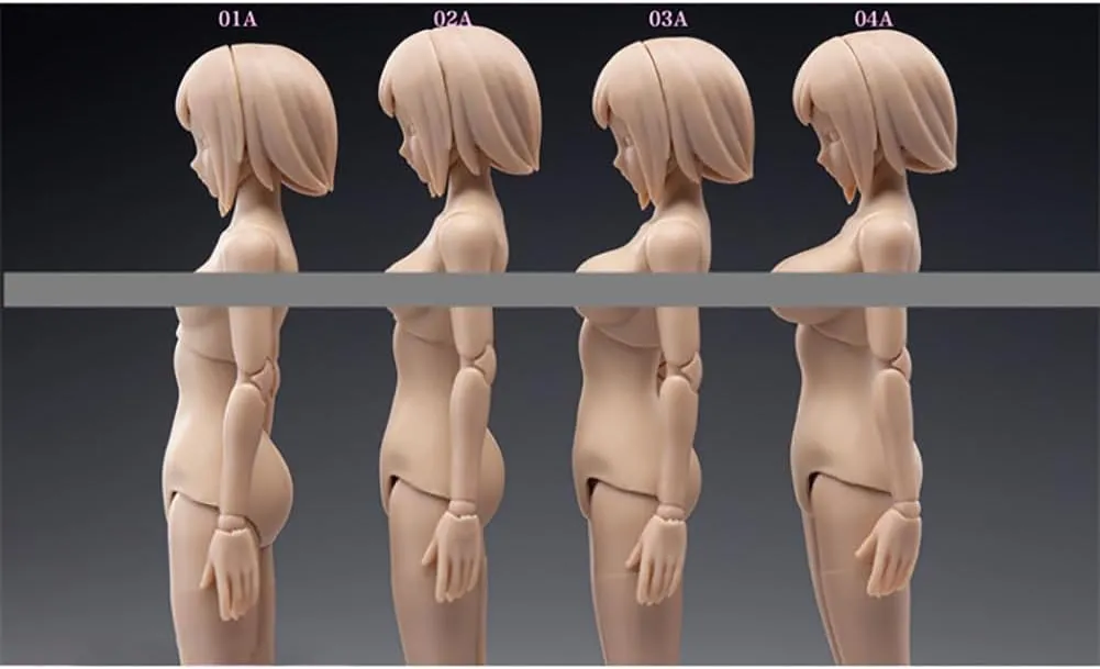 1/12 Scale Flexible Female Body Suntan Skin Little Breast 6" Action Figure Body with Head Sculpt