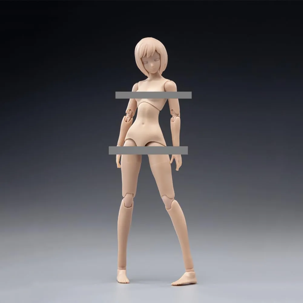1/12 Scale Flexible Female Body Suntan Skin Little Breast 6" Action Figure Body with Head Sculpt