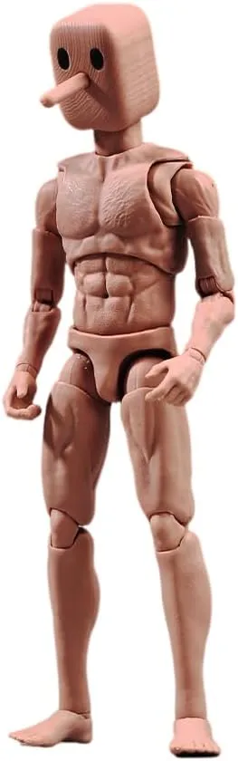 1/12 Scale Male Action Figure,6inch Super Flexible Strong Muscular Figure Body Notaman Square Head Miniature Action Figure Doll (NT-02 Narrow Shoulder Slim Body)
