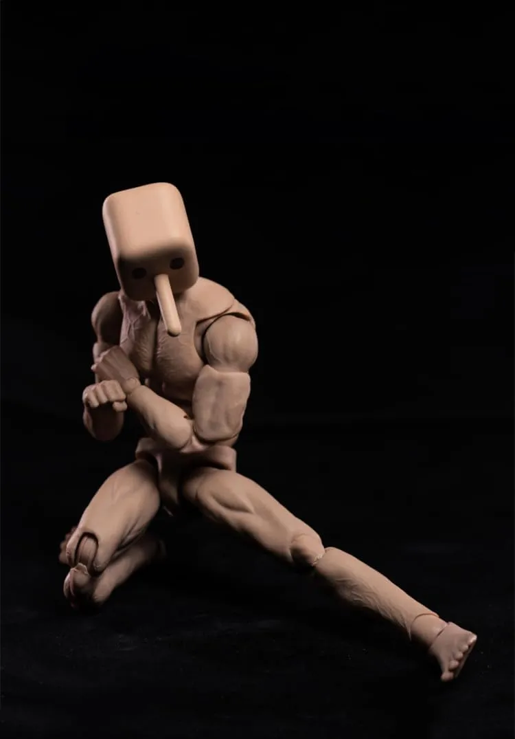 1/12 Scale Male Action Figure,6inch Super Flexible Strong Muscular Figure Body Notaman Square Head Miniature Action Figure Doll (NT-02 Narrow Shoulder Slim Body)
