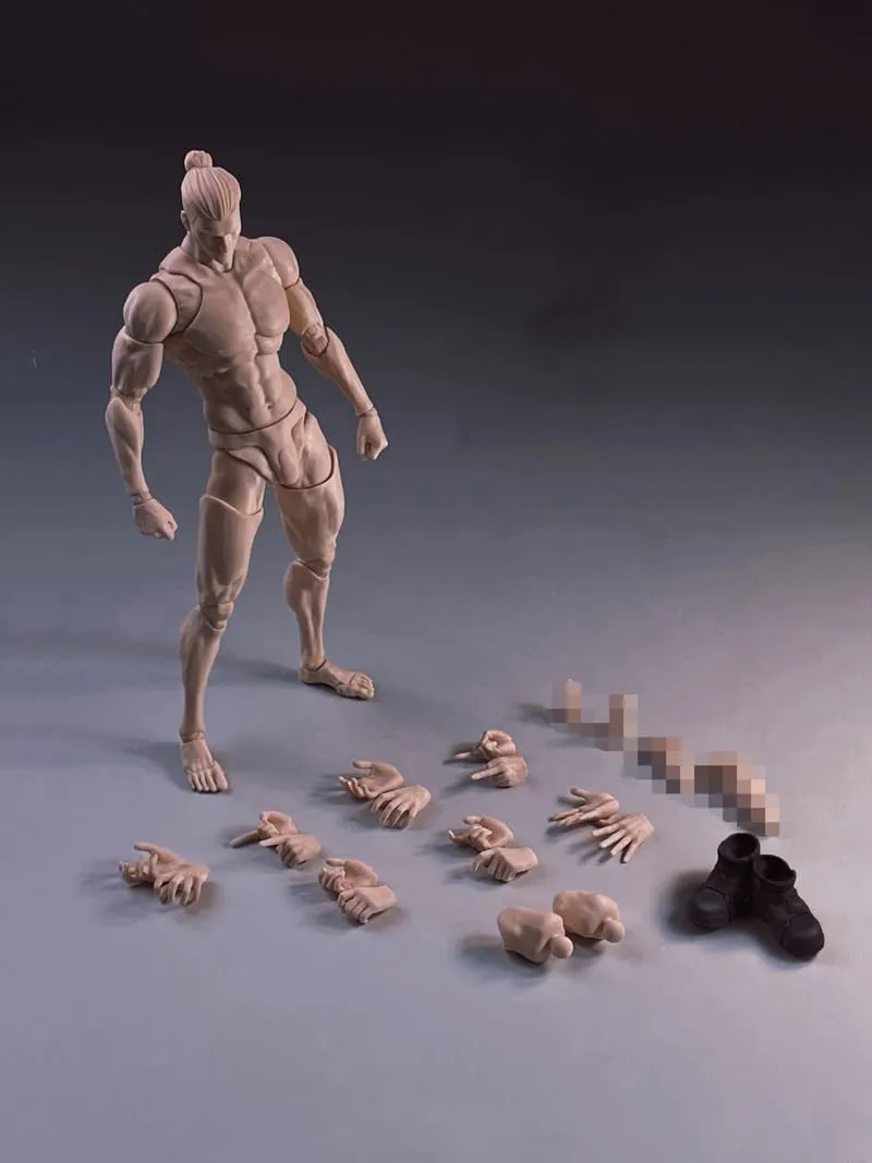 1/12 Scale Male Action Figure,Romankey 6inch Super Flexible Muscular Strong Male Figure Miniature Figure Body Doll Collection (Pale Skin)
