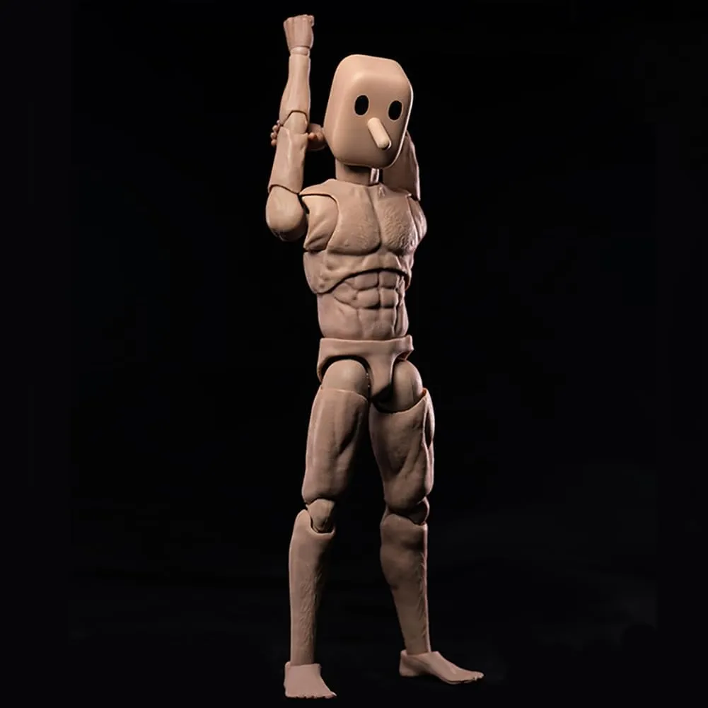 1/12 Scale Wide Shoulder Male Action Figure 6in Flexible Notaman Square Head Male Figure Body Doll Miniature Figure with Head Sculpt