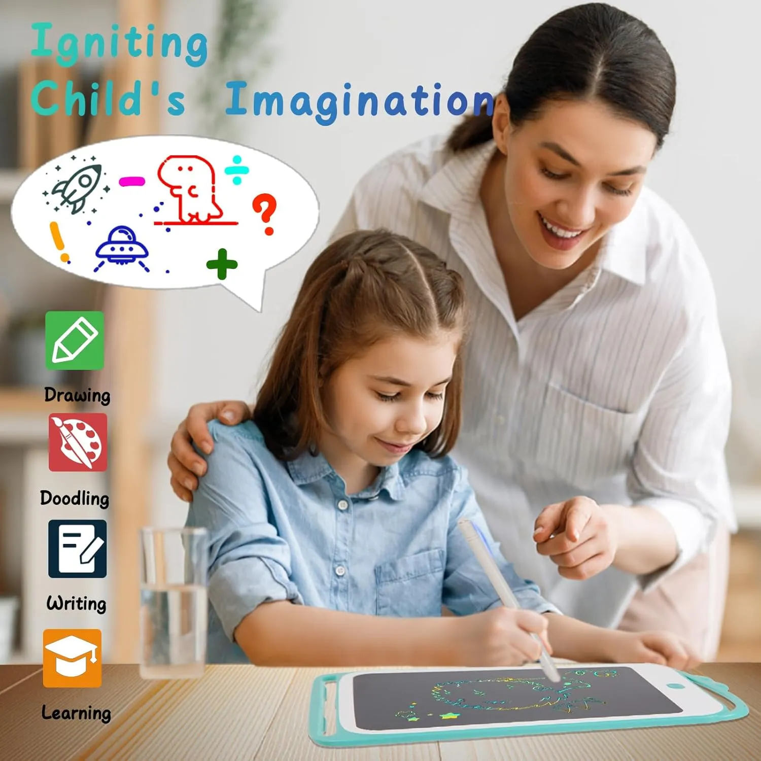 12 Inch LCD Writing Tablet for Kids - Travel Essentials Mess-Free Drawing Pad, Educational Doodle Board, Kids Games Toys for Boys and Girls Aged 3-8 Years Old, Christmas & Birthday Gift - Pink