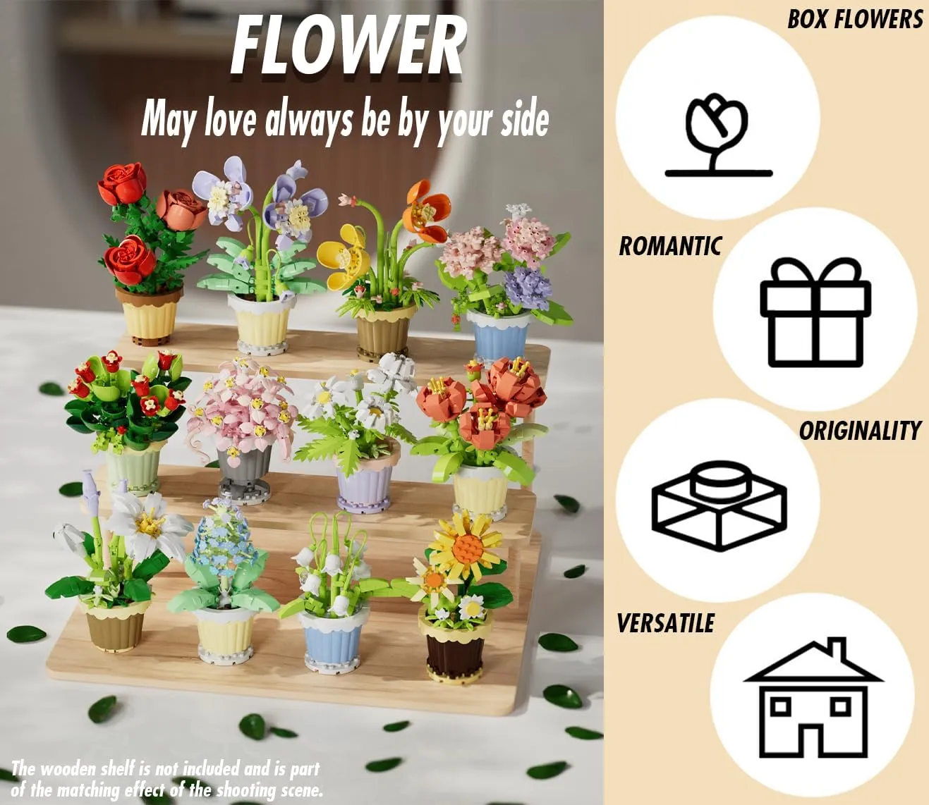 12 Set Mini Flower Potted Plant Bonsai Building Toy Blocks Artificial Particle Flower Botanical