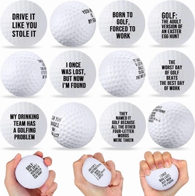 12 Pcs Mini Golf Stress Balls - 2.5 Inch Squeeze Foam Balls for Father‘s Day Gifts, Sports Stress Relief, Golf Club Prizes, Party Favors, Office(White)