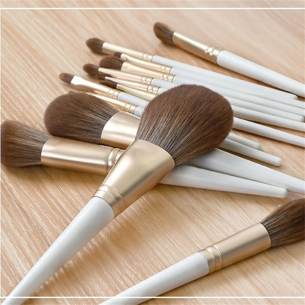 12pcs White Makeup Brushes Set Quick Dry Bristles Super Soft Loose Powder Blush Brushes