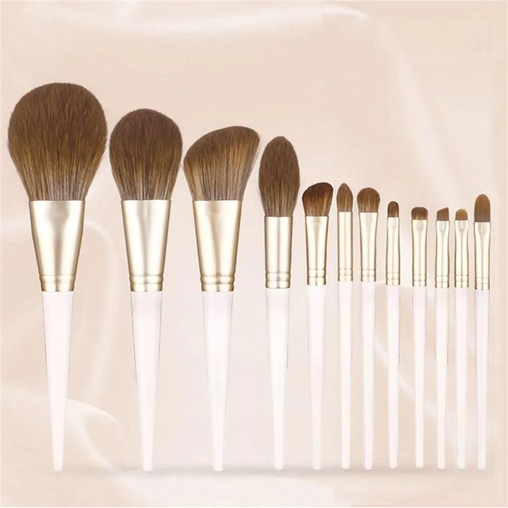 12pcs White Makeup Brushes Set Quick Dry Bristles Super Soft Loose Powder Blush Brushes