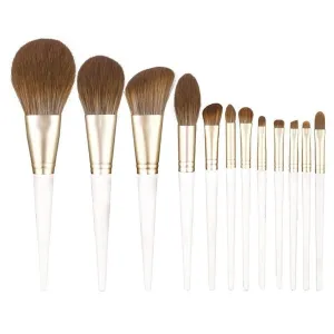 12pcs White Makeup Brushes Set Quick Dry Bristles Super Soft Loose Powder Blush Brushes