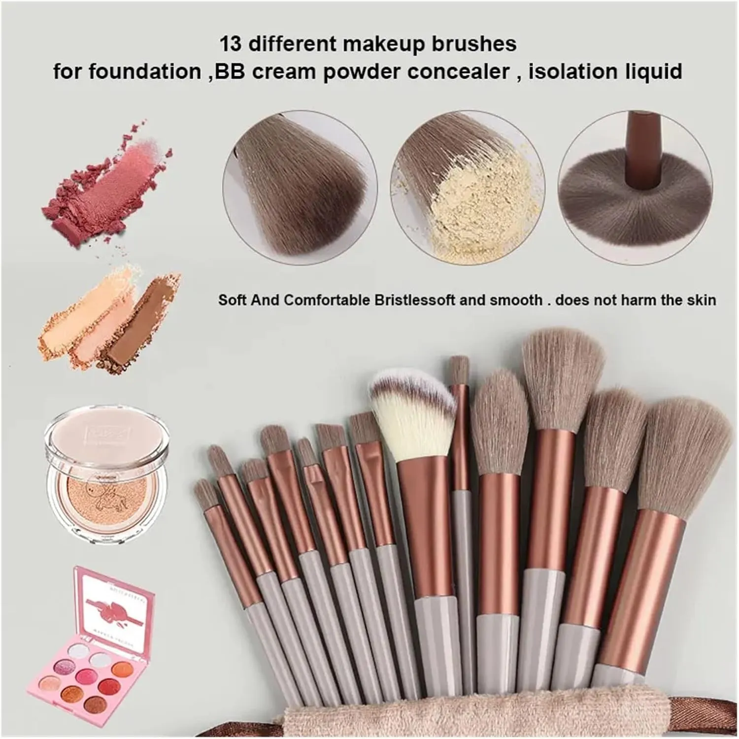 13PCS Makeup Brushes Set with Bag Soft Fluffy for Cosmetics Foundation Blush Powder Eyeshadow Blending Makeup Brush Beauty Tools(Yellow)
