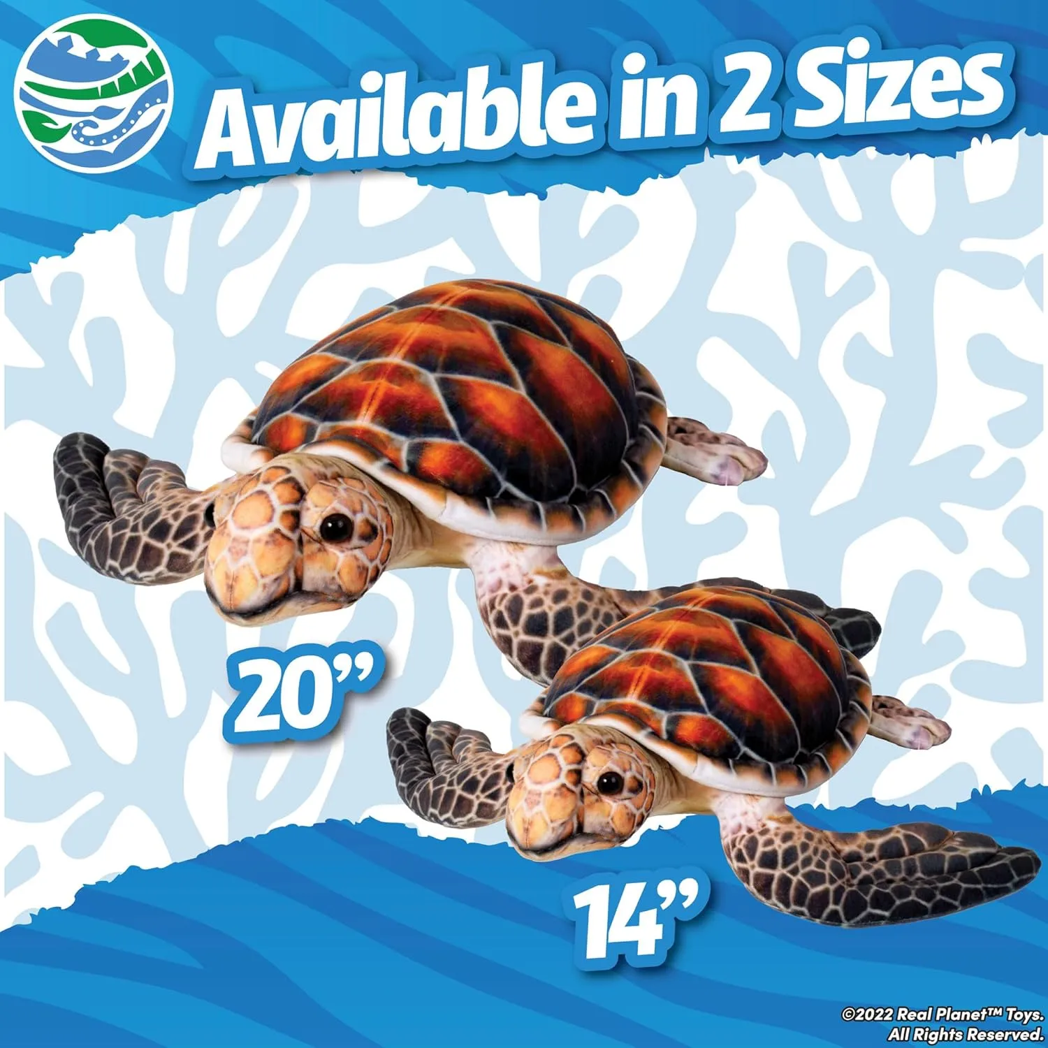 14" Sea Turtle Stuffed Animal - Plush Sea Turtle Stuffed Animals Toy, Soft and Cute Ocean Sea Animals, Great Gift for Kids, Plushie Turtle Decor (14" Long)