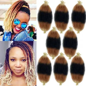 16 Inch Springy Afro Twist Hair Ombre Marley Twist Braiding Hair 8 Packs Pre-Separated Spring Twist Hair for Soft Butterfly Locs Crochet Hair 3 Tones Kinky Afro Twist Hair for Black Women(1B/27/613)