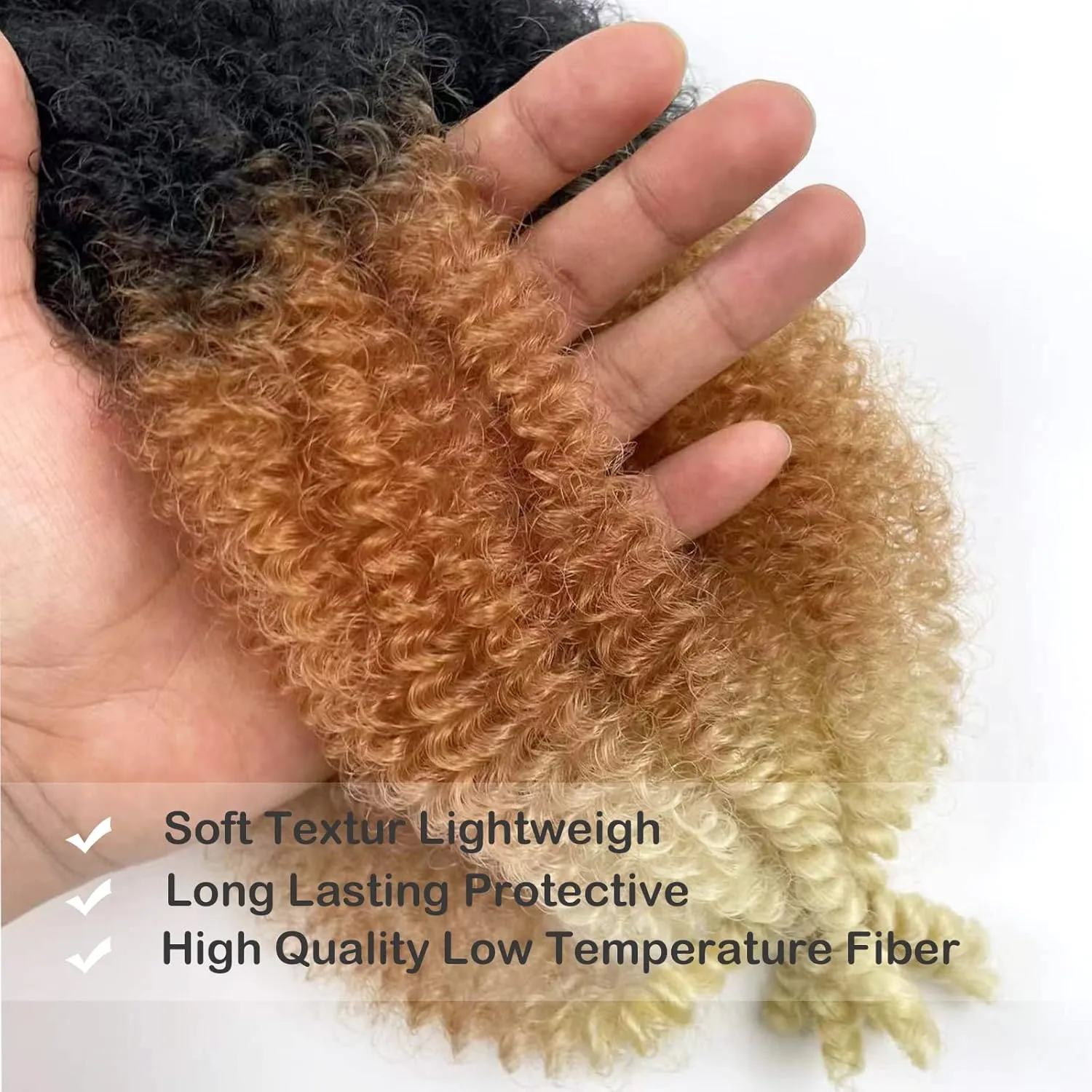 16 Inch Springy Afro Twist Hair Ombre Marley Twist Braiding Hair 8 Packs Pre-Separated Spring Twist Hair for Soft Butterfly Locs Crochet Hair 3 Tones Kinky Afro Twist Hair for Black Women(1B/27/613)
