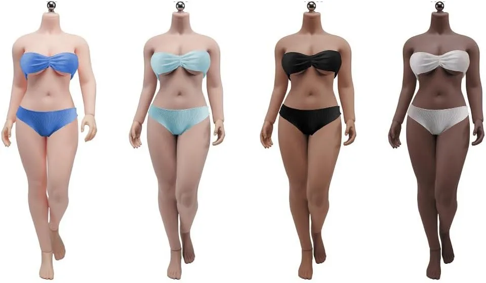 1/6 Scale Female Body,12inch Super Flexible Large Bust Plus Size Female Seamless Action Figure Body Collection (S39B Black Skin Without Head)