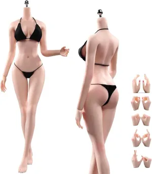 1/6 Scale Female Body,12inch Super Flexible Seamless Female Figure Body Makeup Version with Undetachable Feet Tall and Slender Miniature Action Figure (Pale Skin)