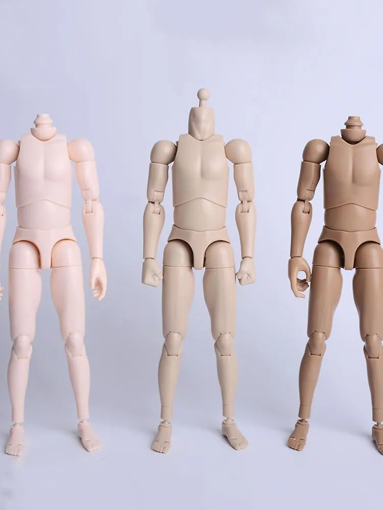 1/6 Scale Male Body,12inch Durable Male Joints Flexible Muscle Soldier Action Figure Body Artistic Human Body Collection (Super Pale Skin)