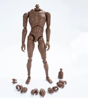 1/6 Scale Male Body,12inch Male Joint Flexible Muscular Soldier Action Figure Body Collection (Black Skin-Narrow Shouldered)