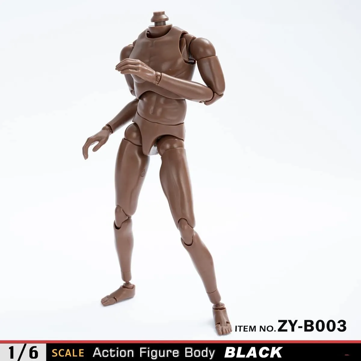 1/6 Scale Male Body,12inch Male Joint Flexible Muscular Soldier Action Figure Body Collection (Black Skin-Narrow Shouldered)