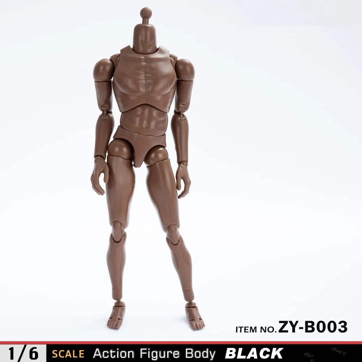 1/6 Scale Male Body,12inch Male Joint Flexible Muscular Soldier Action Figure Body Collection (Black Skin-Narrow Shouldered)