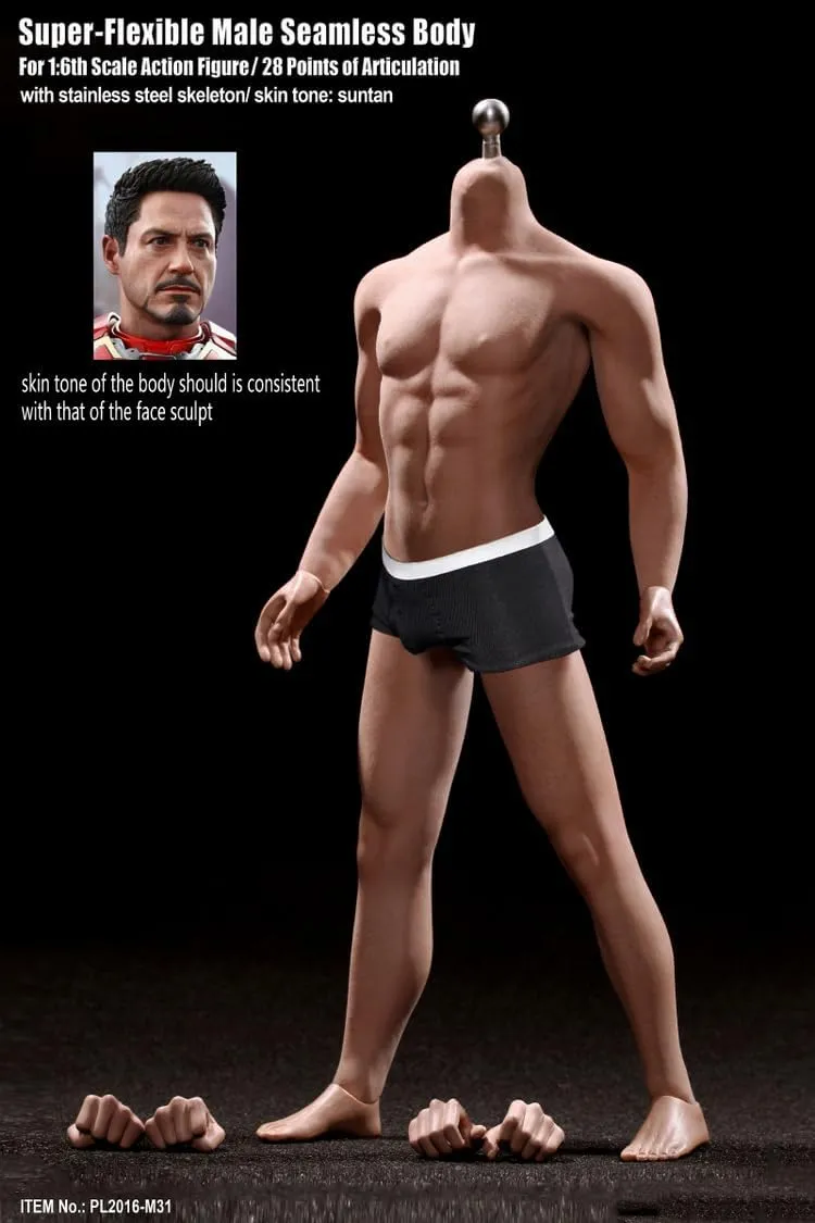 1/6 Scale Male Body,12inch Super Flexible Male Seamless Action Figure Body Doll Collection (M31)