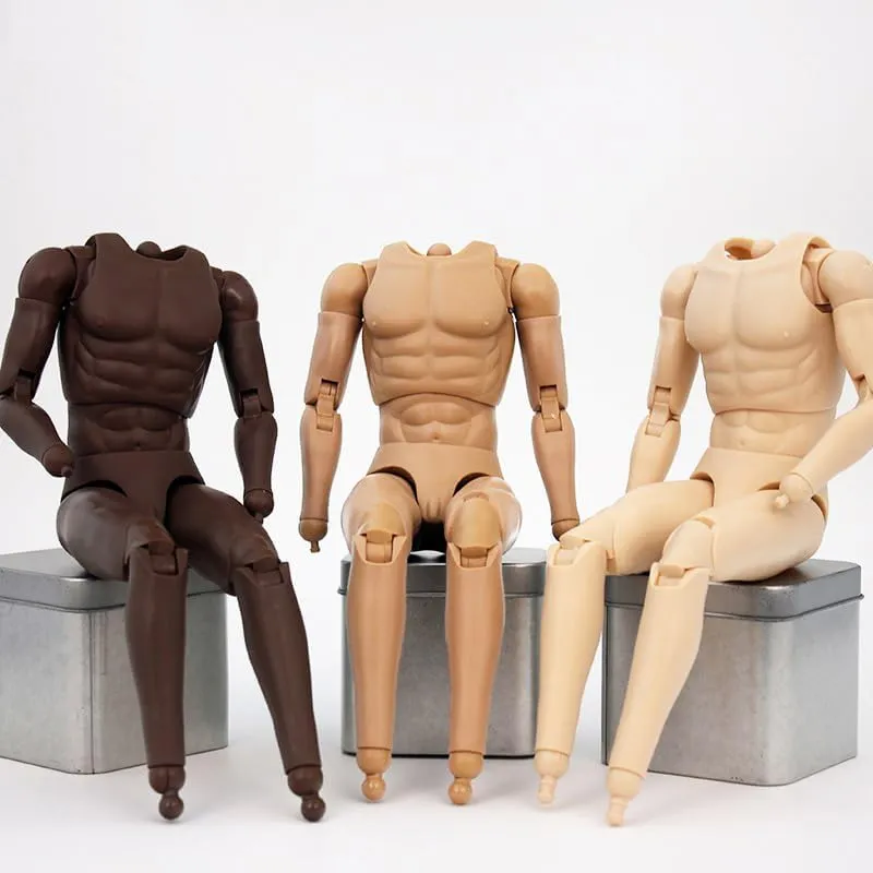 1/6 Scale Male Body,Male Flexible Muscular Nude Action Figure Body Universal Neck Figure Doll Collection (Pale Skin)