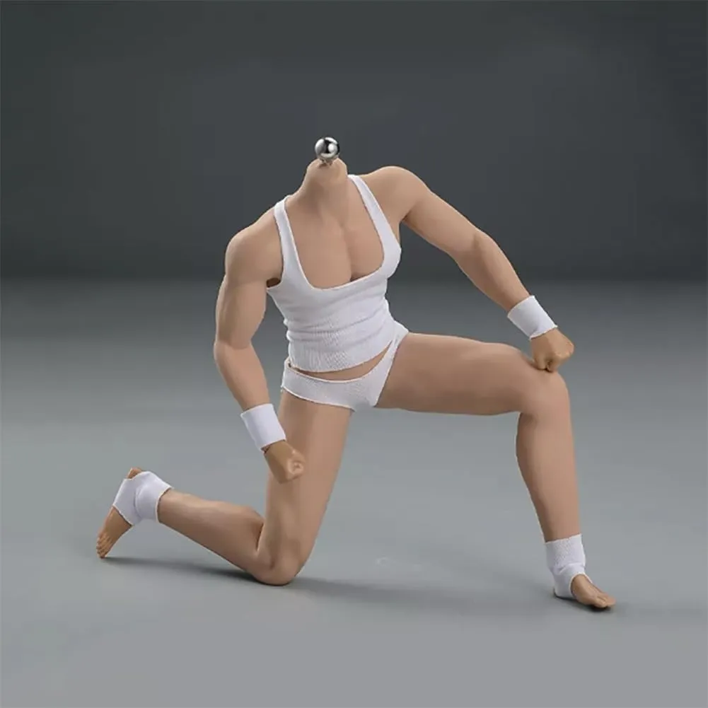 1/6 Scale Muscular Male Body 12inch JIAOU Doll Suntan Skin Flexible Seamless Strong Action Figure Doll Miniature Figure Body Without Head Sculpt
