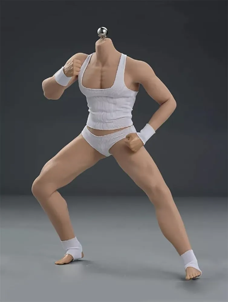 1/6 Scale Muscular Male Body 12inch JIAOU Doll Suntan Skin Flexible Seamless Strong Action Figure Doll Miniature Figure Body Without Head Sculpt