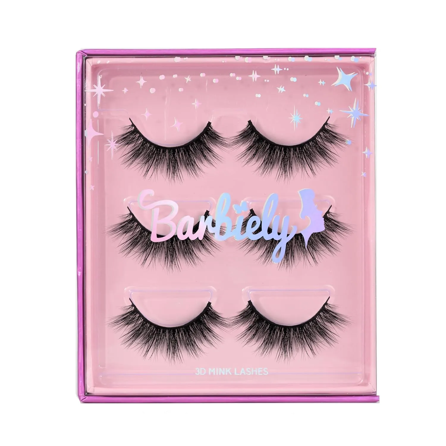 16mm Natural Eyelashes, 3D Real Mink Lashes, 3 Pairs Soft Fluffy False Eyelashes, Natural Look Doll Eye Lashes, Reusable & Non-Irritating Full Volume Strip Lashes (Lucky)