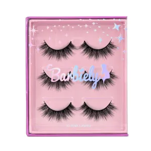 16mm Natural Eyelashes, 3D Real Mink Lashes, 3 Pairs Soft Fluffy False Eyelashes, Natural Look Doll Eye Lashes, Reusable & Non-Irritating Full Volume Strip Lashes (Lucky)