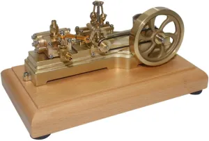 1.7CC Mini Retro Horizontal Single Cylinder Reciprocating Double Acting Mill Steam Engine Model, Physical Experiment Set, Engine Model Kits for Adults, Desktop Decor