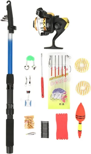 1.8M Adjustable Length Fishing Rod, Portable Nylon Telescopic Rod with Reel Kit with Accessories Suitable for Beginners Fishing