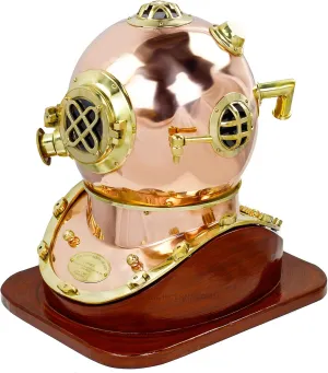 18" Scuba Diving Nautical Helmet | Maritime Ship's Decorative Helmet | Nagina International (12 Inches, Polished Brass-On Base)