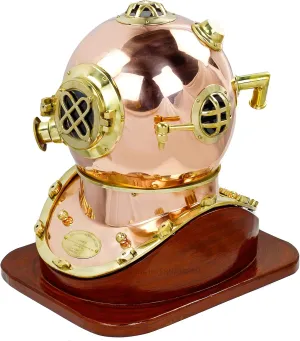 18" Scuba Diving Nautical Helmet | Maritime Ship's Decorative Helmet | Nagina International (18 Inches, Polished Copper-On Base)