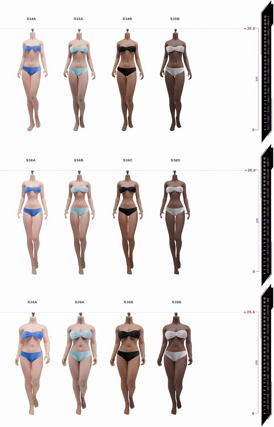 1/6 Scale Female Body,12inch Super Flexible Young Girl Medium Bust Seamless Action Figure Body Collection (S34B Brown Skin Without Head)