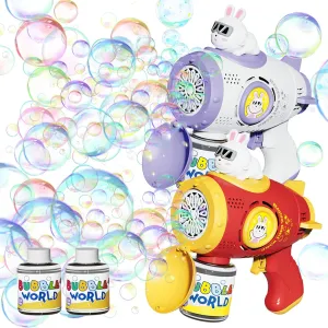 2 Pack Bubble Machine Gun, Bubble Guns Rabbit Bubble Machine, Bubbles Guns for Kids Boys Girls Summer Toy Gift, Fun Easter Gifts for Children Adult Birthday Wedding Party Favors Indoor Outdoor Toy