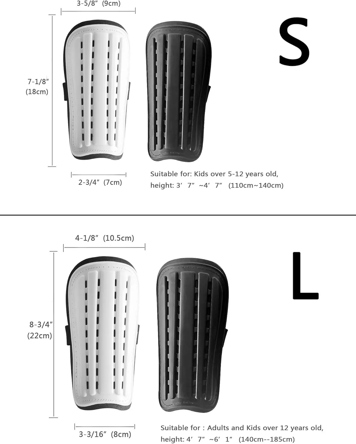 2 Pairs Soccer Shin Guards & 2 Pairs Soccer Socks for Adults and Teenagers, Protective Gear Soccer Equipment for Kids, Boys, Girls