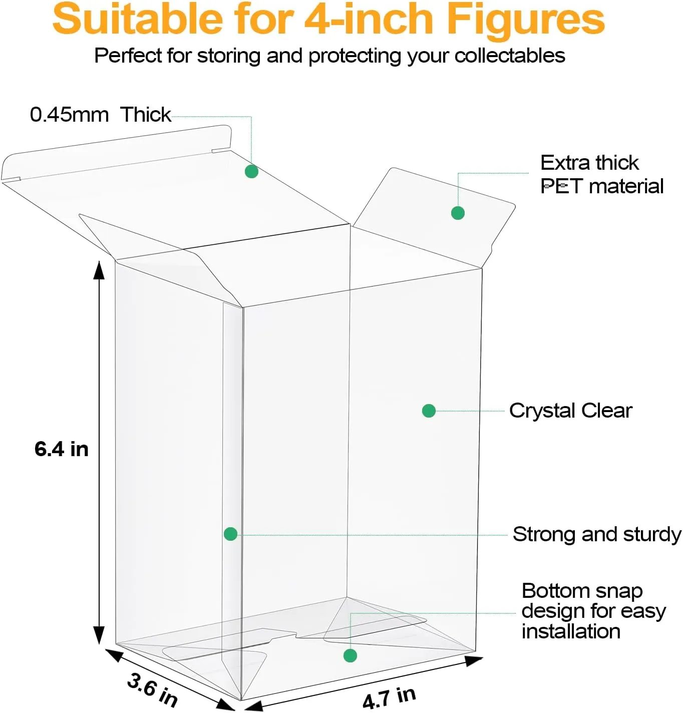 20 Pack Pop Protector Cases for 4" Funko Pop Vinyl Figures, Crystal Clear Heavy Duty Stackable Display Boxes, Scratch-Resistant and Durable Pop Figure Protectors