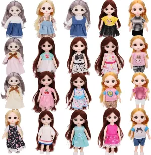 20 Sets 6 inch Chelsea Doll Clothes Accessories 15 Dresses 5 Outfits for Kids Christmas Birthday Gifts
