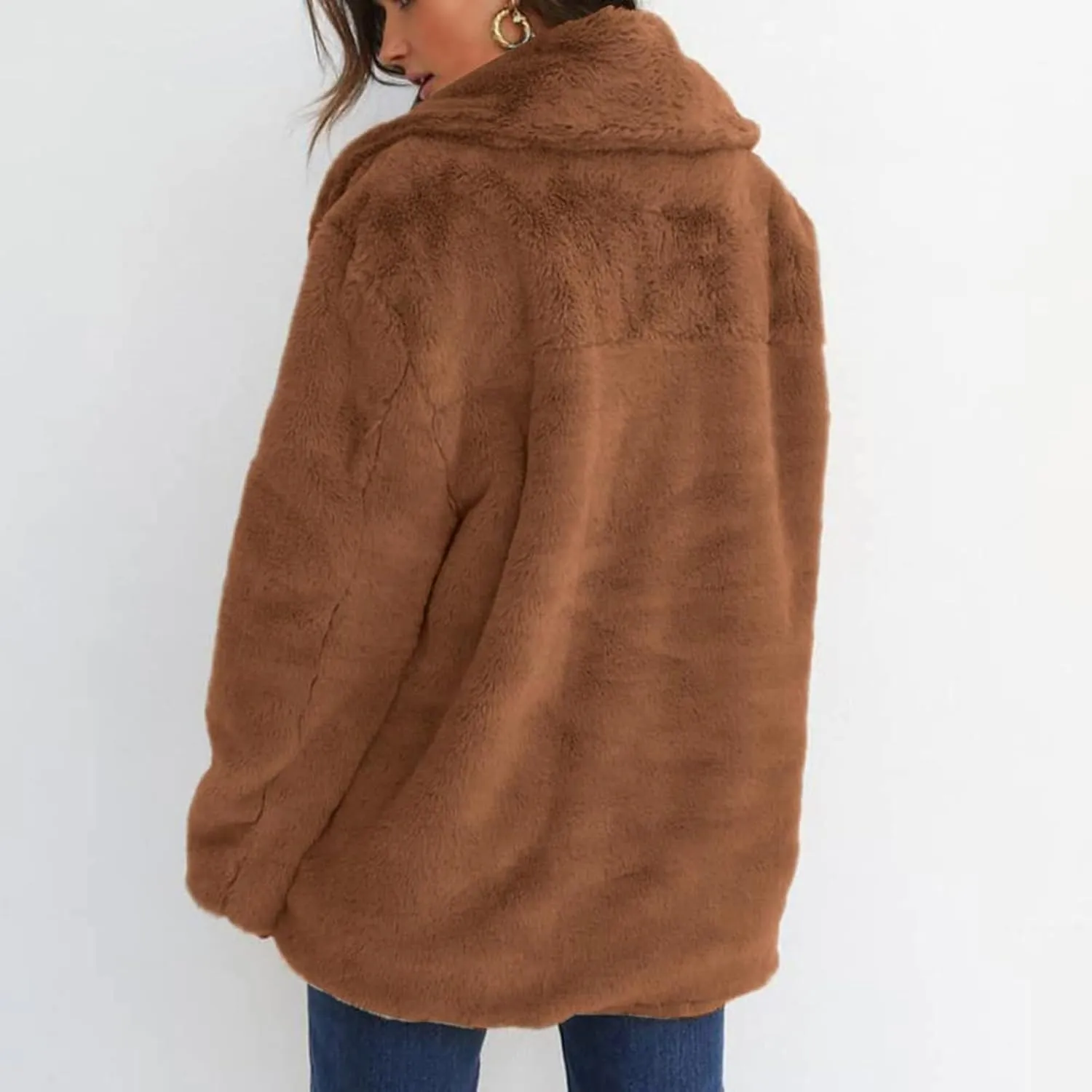 2024 Women's Overcoat Thickened Cardigan Winter Double Faced Fleece Jackets Lapel Snow Coat Elegant Shacket Soft Outwear