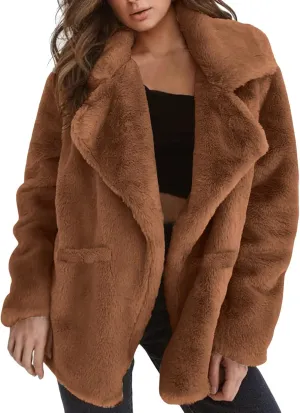 2024 Women's Overcoat Thickened Cardigan Winter Double Faced Fleece Jackets Lapel Snow Coat Elegant Shacket Soft Outwear