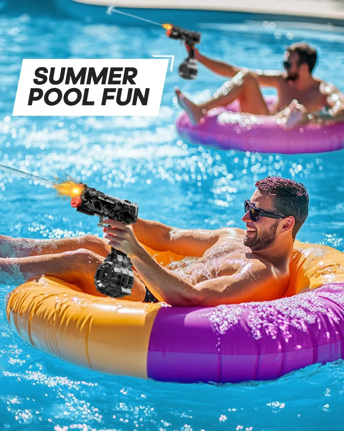 2025 Upgraded Electric Water Gun with LED Lights and Type-C Charging,Transparent Automatic Squirt Guns High Powered IP67 Waterproof,Up to 26FT Longer Range Water Pistol,for Kids and Adults (Black)