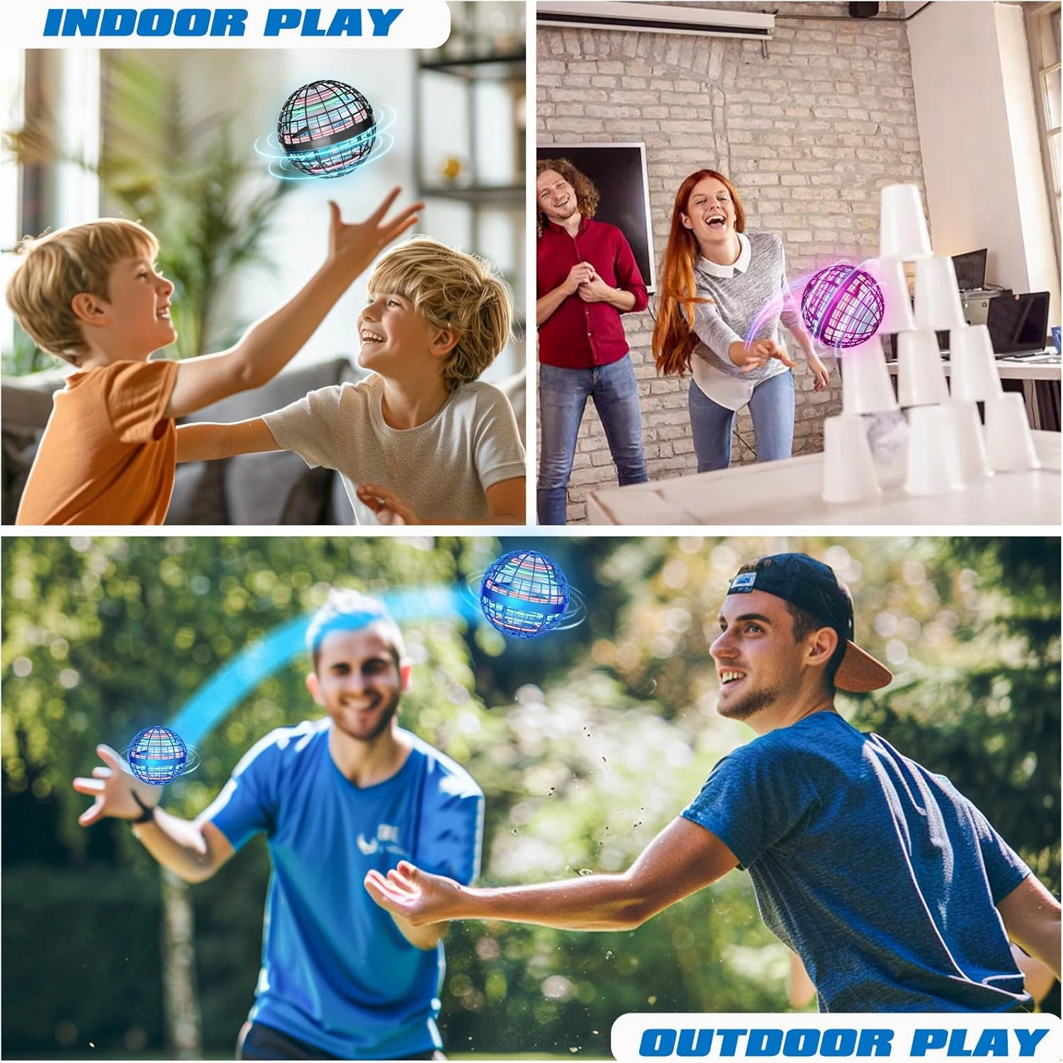 2025 Flying Orb Ball - AI Cool Novelty Gift Galaxy Boomerang Hand Drone Magic Floating Orbit Ball Hover Mini Outdoor Fidget Toy for Boys Girls Teens Kids Red (Gray)