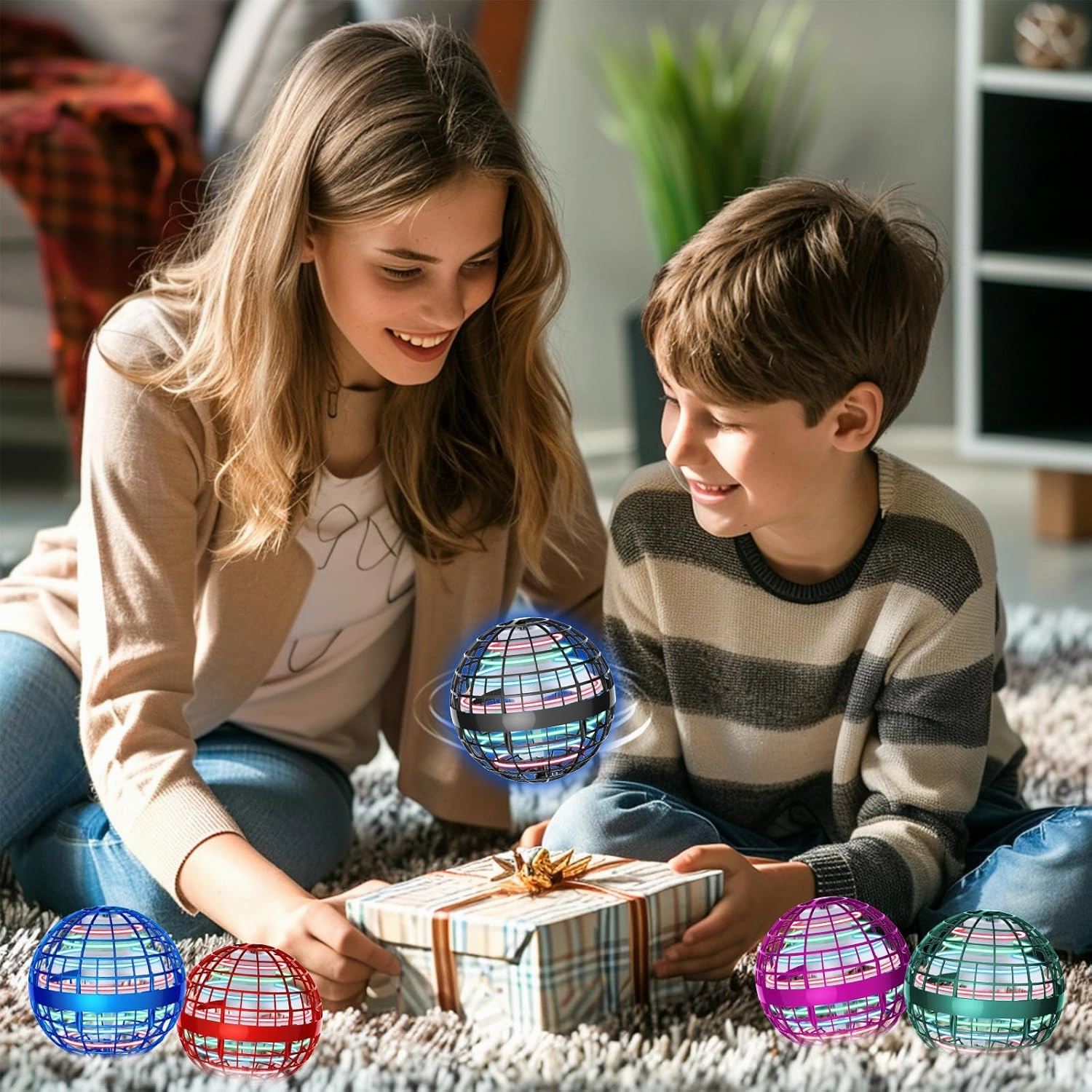 2025 Flying Orb Ball - AI Cool Novelty Gift Galaxy Boomerang Hand Drone Magic Floating Orbit Ball Hover Mini Outdoor Fidget Toy for Boys Girls Teens Kids Red (Gray)
