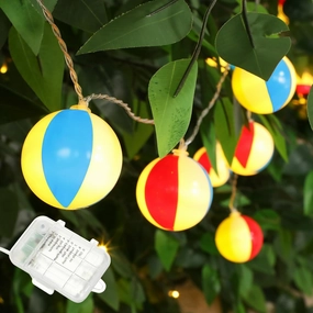 21ft Mini Beach Ball String Lights Decoration Beach Themed String Lights with 8 Modes Waterproof Patio 30 LED Ball for Summer Bedroom Wedding Tent Holiday Party Decoration