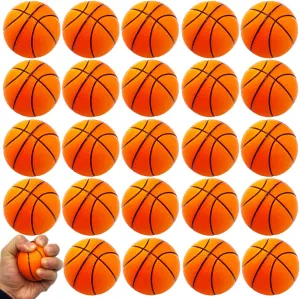 24 Pack 2.5 Inch Basketball Stress Ball,Mini Foam Squeeze Sports Balls for Sport Theme Party Favor,Kids School Reward,Anxiety Relief